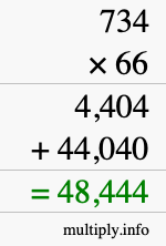 How to calculate 734 times 66 using long multiplication