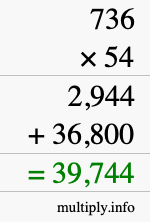 How to calculate 736 times 54 using long multiplication