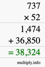 How to calculate 737 times 52 using long multiplication How to calculate 737 times 52 using long multiplication