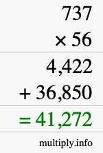 How to calculate 737 times 56 using long multiplication
