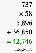 How to calculate 737 times 58 using long multiplication