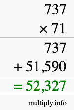 How to calculate 737 times 71 using long multiplication