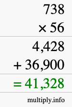 How to calculate 738 times 56 using long multiplication