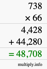 How to calculate 738 times 66 using long multiplication