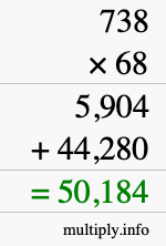 How to calculate 738 times 68 using long multiplication