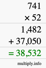 How to calculate 741 times 52 using long multiplication How to calculate 741 times 52 using long multiplication