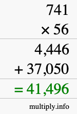 How to calculate 741 times 56 using long multiplication