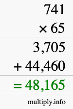 How to calculate 741 times 65 using long multiplication