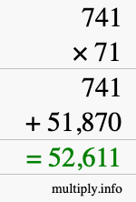 How to calculate 741 times 71 using long multiplication