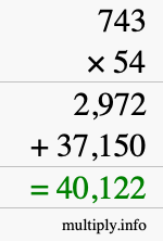 How to calculate 743 times 54 using long multiplication