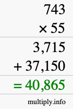 How to calculate 743 times 55 using long multiplication How to calculate 743 times 55 using long multiplication