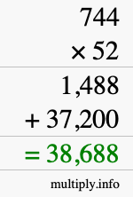 How to calculate 744 times 52 using long multiplication How to calculate 744 times 52 using long multiplication
