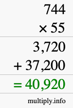 How to calculate 744 times 55 using long multiplication How to calculate 744 times 55 using long multiplication