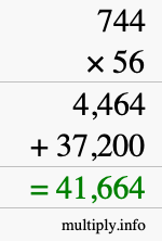 How to calculate 744 times 56 using long multiplication
