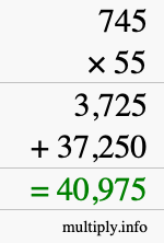 How to calculate 745 times 55 using long multiplication How to calculate 745 times 55 using long multiplication