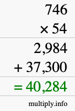 How to calculate 746 times 54 using long multiplication
