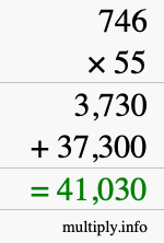 How to calculate 746 times 55 using long multiplication
