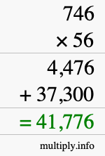 How to calculate 746 times 56 using long multiplication