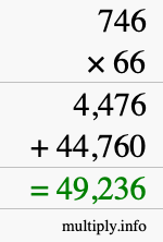How to calculate 746 times 66 using long multiplication