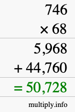 How to calculate 746 times 68 using long multiplication