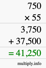 How to calculate 750 times 55 using long multiplication How to calculate 750 times 55 using long multiplication