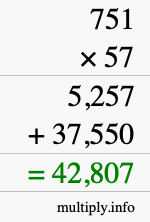 How to calculate 751 times 57 using long multiplication How to calculate 751 times 57 using long multiplication