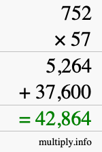 How to calculate 752 times 57 using long multiplication How to calculate 752 times 57 using long multiplication