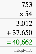 How to calculate 753 times 54 using long multiplication