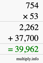 How to calculate 754 times 53 using long multiplication