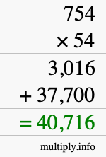 How to calculate 754 times 54 using long multiplication