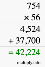 How to calculate 754 times 56 using long multiplication