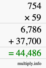 How to calculate 754 times 59 using long multiplication