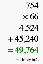 How to calculate 754 times 66 using long multiplication