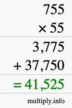 How to calculate 755 times 55 using long multiplication How to calculate 755 times 55 using long multiplication