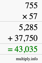 How to calculate 755 times 57 using long multiplication How to calculate 755 times 57 using long multiplication