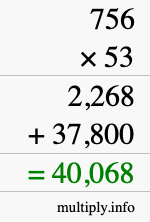 How to calculate 756 times 53 using long multiplication