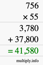 How to calculate 756 times 55 using long multiplication How to calculate 756 times 55 using long multiplication