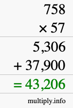 How to calculate 758 times 57 using long multiplication How to calculate 758 times 57 using long multiplication