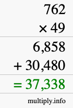 How to calculate 762 times 49 using long multiplication