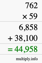 How to calculate 762 times 59 using long multiplication