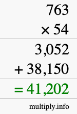 How to calculate 763 times 54 using long multiplication