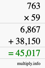 How to calculate 763 times 59 using long multiplication