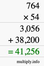 How to calculate 764 times 54 using long multiplication