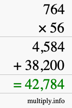 How to calculate 764 times 56 using long multiplication