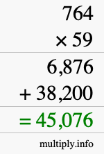 How to calculate 764 times 59 using long multiplication
