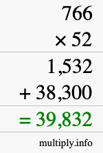 How to calculate 766 times 52 using long multiplication How to calculate 766 times 52 using long multiplication