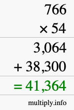 How to calculate 766 times 54 using long multiplication