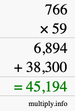 How to calculate 766 times 59 using long multiplication