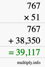 How to calculate 767 times 51 using long multiplication How to calculate 767 times 51 using long multiplication