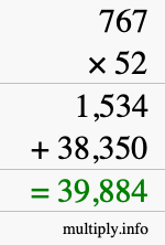 How to calculate 767 times 52 using long multiplication How to calculate 767 times 52 using long multiplication